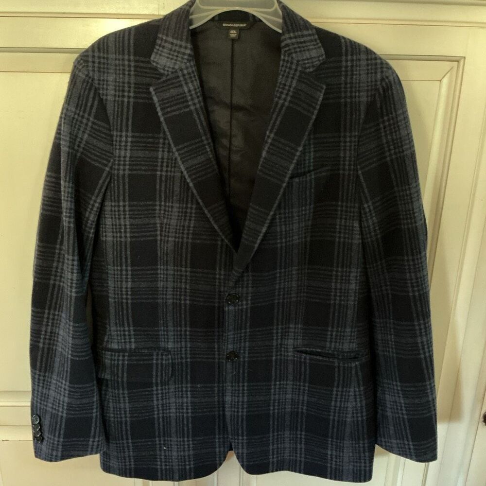 Banana Republic Wool Blend Gruppo Emmett’s Plaid Jacket Sz 40L